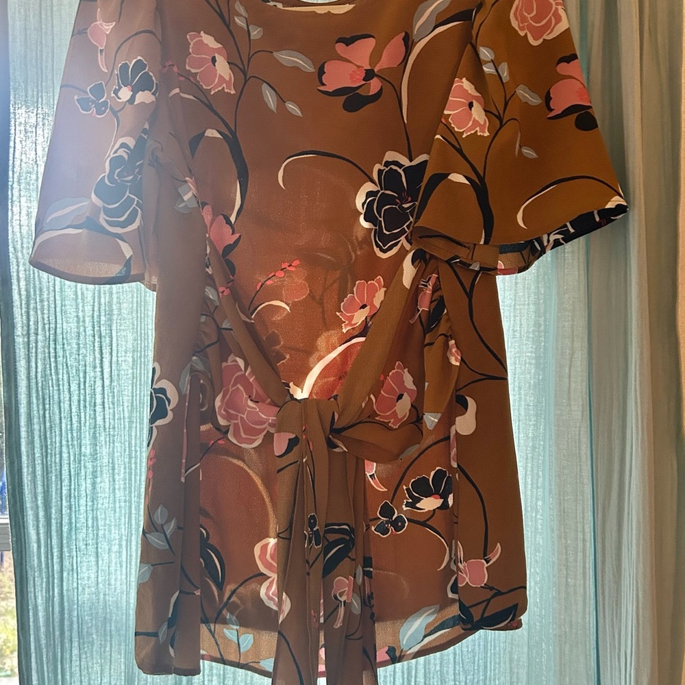 Motherhood Maternity Brown and Pink Blouse Top